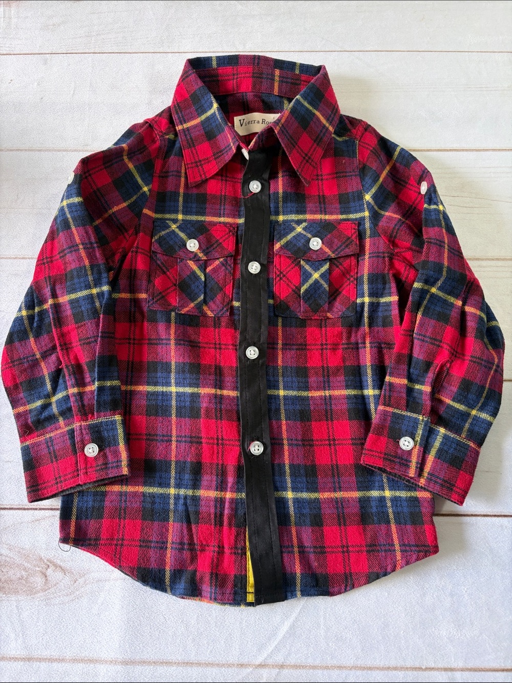 Vierra Rose Boys Red Plaid Button-Up Shirt